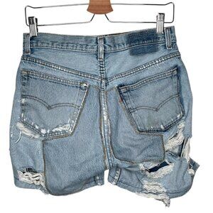 Vintage Levis Distressed Button-Fly Denim Shorts estimated size 29 waist